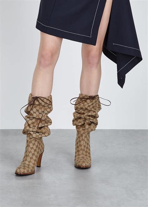 monogram gucci boots|gucci monogram thigh high boots.